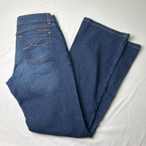DKNY Womens Mid Rise Soho Boot Cut Jeans Size 6 Medium Dark Wash Western Stretch